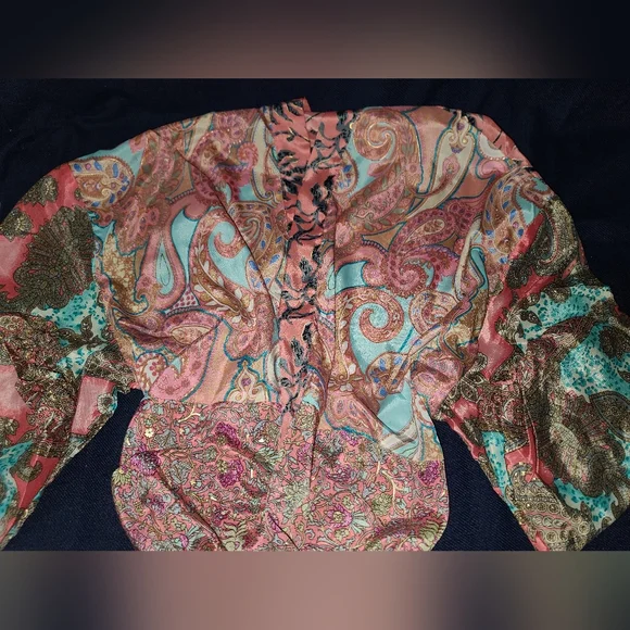 12th Tribe Multicolor Paisley Robe - Picture 6 of 6